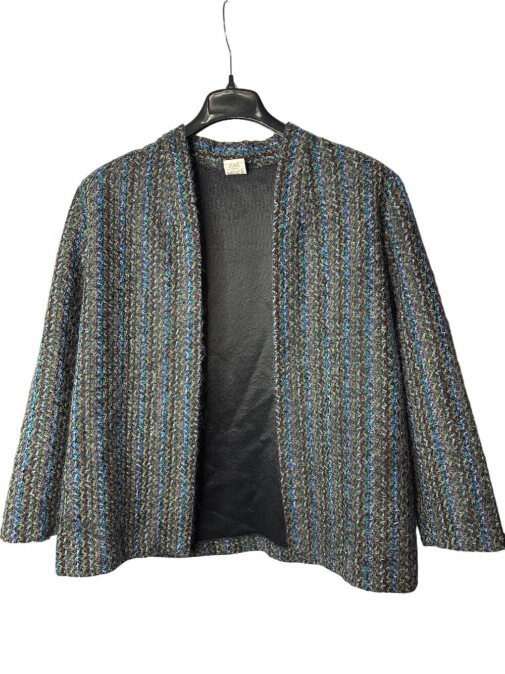 Graff Californiawear Open front Blazer Jacket Size 16 Multicolor Striped Vintage